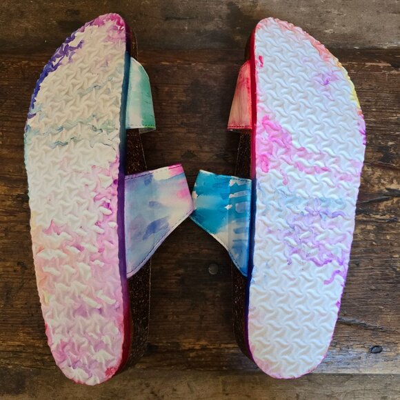 Never worn size 8 hand-colored tie-dye Birk-style sandals! - Picture 5 of 5